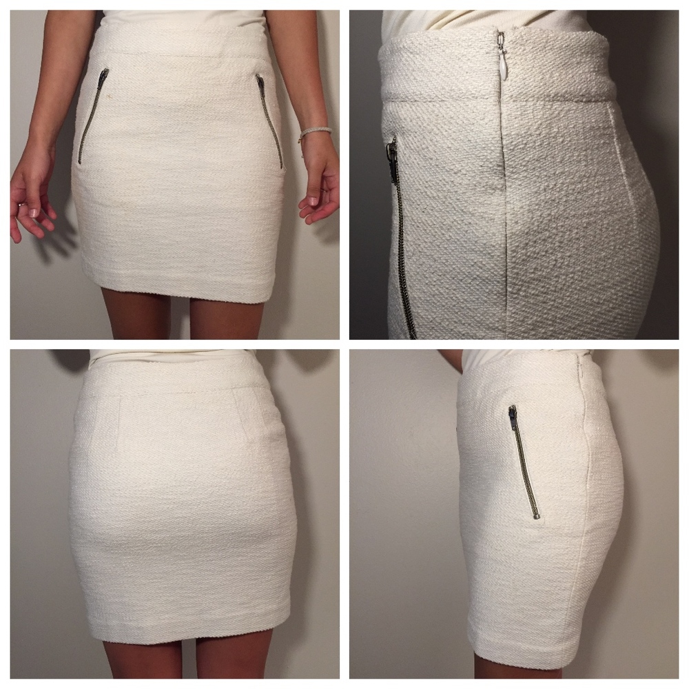 Ann Taylor White Cotton Mini Skirt w/Front Zippers